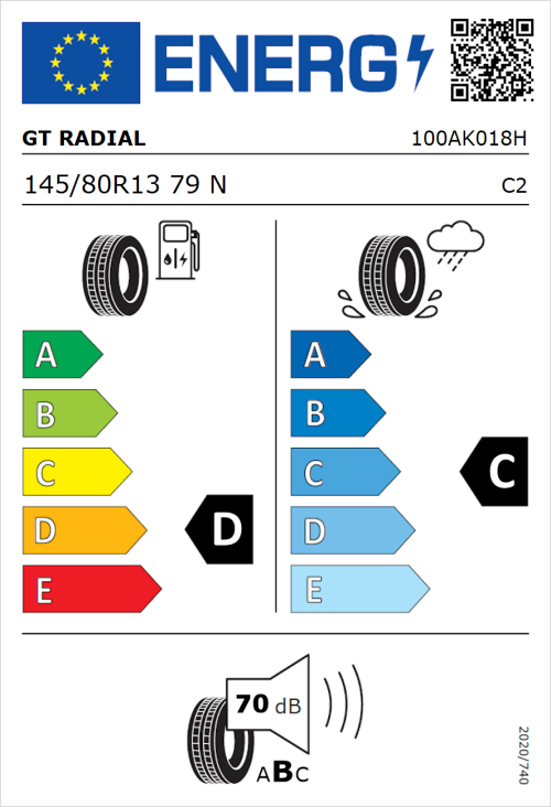 Tyre Label for GT Radial KARGOMAX ST-4000 145/80R13 79N