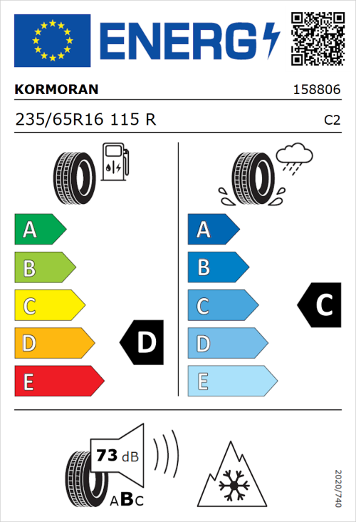 Tyre Label for Kormoran Vanpro Winter 235/65R16 115R