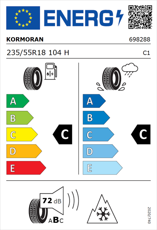 Tyre Label for Kormoran SUV Snow 235/55R18 104H